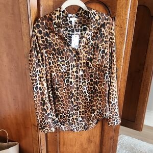 Express Leopard Print Button Down Shirt